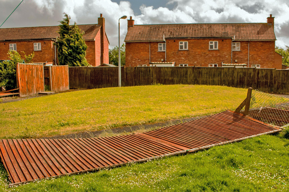 London, U.K, March 2019, building site fence panels for a Louis