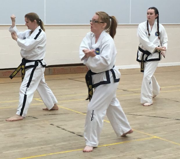 Kirsty Owen in a Taekwondo class.