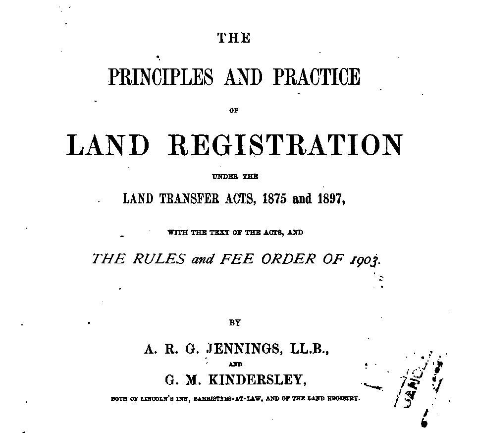 Cover of Principles and Practice of Land Registration