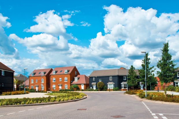 Two and three-storey homes on new housing estate.