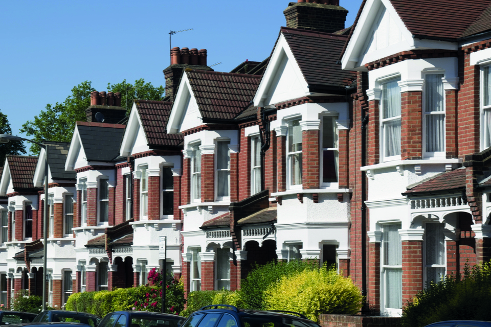 Row of suburban houses.